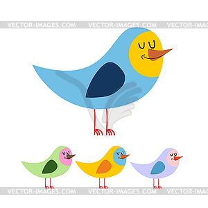 Bird with eyes closed. Cute funny bird sleeps. - color vector clipart