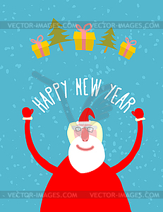 Good Santa Claus with gifts. Grandfather with - vector image