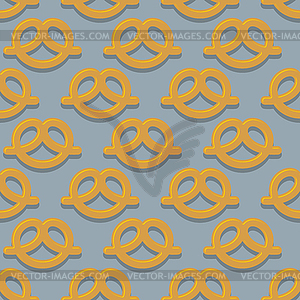 Pretzel seamless pattern. Beer snack background. - vector clipart