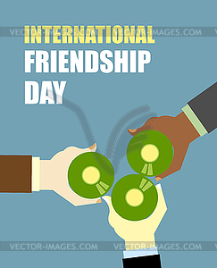 International Friends Day. Friends drinking beer. - vector image