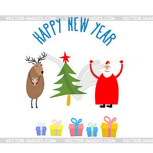 Set icons for happy Christmas and new year. - vector clipart