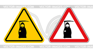 Grim reaper warning sign of attention. Death - royalty-free vector clipart