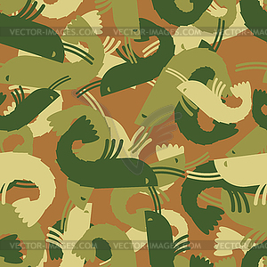 Military texture shrimp. plankton Army seamless - vector image