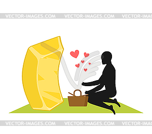 Lover gold. Golds bullion on picnic. Rendezvous in - vector image