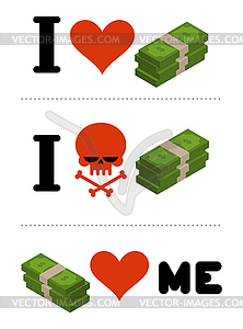 I love money. Dollars love me. Logo for - vector clip art