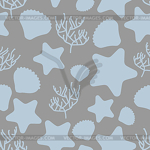 Underwater world seamless pattern. Silhouettes of - color vector clipart