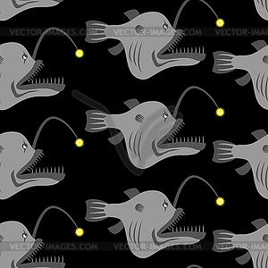 Deep-sea anglerfish seamless pattern. background - vector clipart