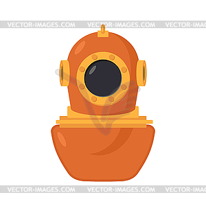 Vintage diving helmet. Od Wetsuit for scuba - vector clip art