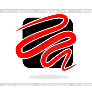 Red line on black square logo. Logo fo business - color vector clipart