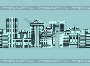 Seamless horizontal ornament City skyscrapers, - vector clipart