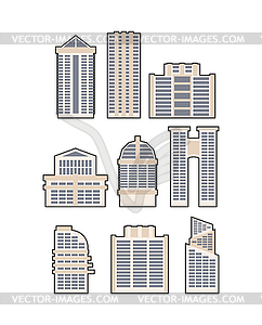 Установить небоскребы и здания. значок. Городской дом - клипарт