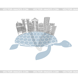 Metropolis on shell water turtles. City - royalty-free vector clipart