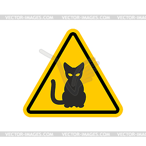 Attention cat. Danger yellow road sign. Pet Caution - vector clipart