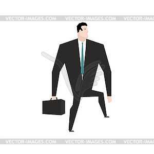 Businessman steps forward. Guy goes. Movemen - vector image