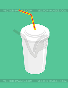 Drink with straw . beverage fastfood on green - vector clip art