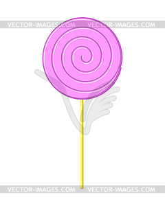 Lollipop pink on stick . Candy. Swee - vector image