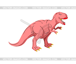 Дино Женский. Розовый динозавр. Древний хищник - векторное изображение EPS