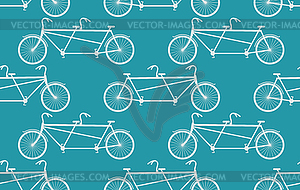 Тандем велосипедов бесшовные модели. Белый Урожай - стоковый векторный клипарт