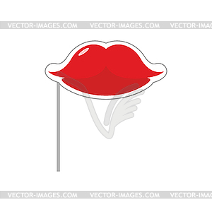 Lips mask on stick. kiss for photographing. - vector clip art