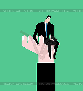 Boss helping employee - Protege on hand. help for - vector clip art