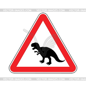 Attention dinosaur. Dangers of red road sign. - vector clipart