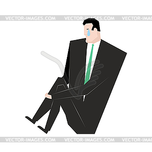 Sad businessman. sorrowful boss. Crying guy. Sadnes - vector image