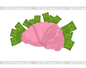 Brain and money . Business idea concept. Human - vector clip art