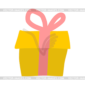 Gift . Yellow box and red Bow - vector clip art