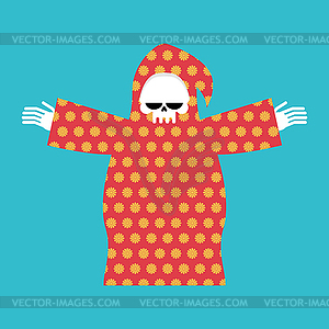 Death in pajamas. Grim Reaper in color hood. Cloak - vector clipart