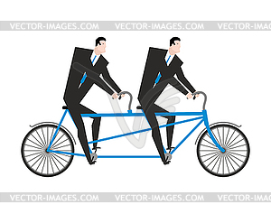 Бизнесмен на тандеме. Бизнес команда на велосипеде. - стоковый векторный клипарт