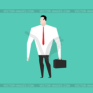 Businessman in white shirt and with suitcase. Offic - vector image