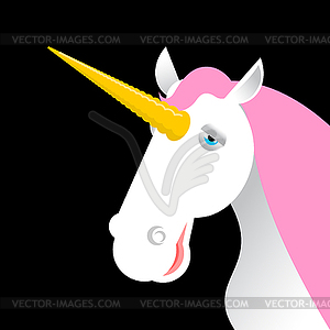 Unicorn with pink mane head . fabulous animal face - vector clip art