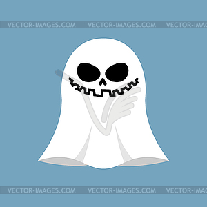 Ghost . White spook on blue background. Halloween - royalty-free vector image