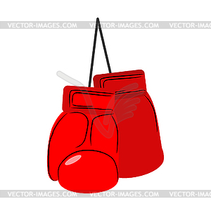 Red boxing gloves . Sports accessories - vector image