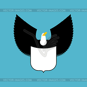 Белоголовый орлан и щит. большой сильный птица эмблема - векторизованное изображение клипарта