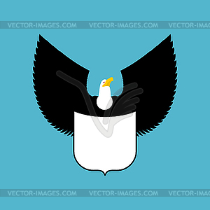 Bald eagle and shield. big strong bird Emblem - vector clip art