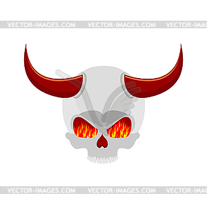 Demon skull with horns. eyes of flame. Satan - vector image