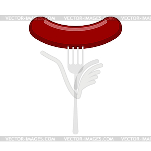 Колбаса на вилке. мясистые лакомства. питание - изображение в векторе / векторный клипарт