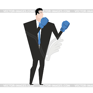 Business fight. Businessman with boxing gloves. - vector image