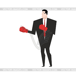 Business fight. Businessman with boxing gloves. - vector image