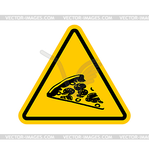 Attention pizza. Dangers of yellow road sign. Fast - vector image