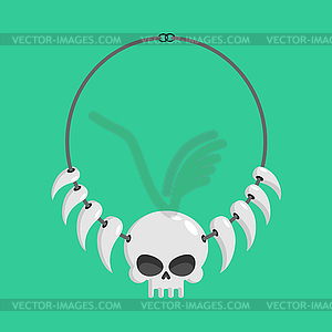 Ожерелье из черепов и клыков. этнические украшения - векторный клипарт Royalty-Free