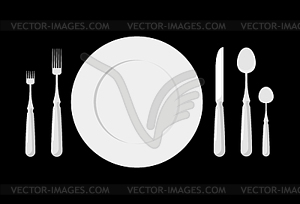 Table etiquette. Cutlery. Forks, spoons and knives - vector image