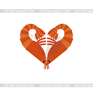 Shrimps love . Heart of plankton - vector clipart