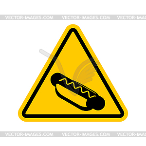 Attention hot dog. Dangers of yellow road sign. Fas - stock vector clipart
