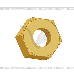 Gold nut . Golden female screw - vector clipart