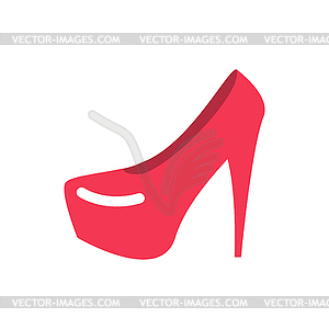 Red female shoes flat. womanish footwear sign - vector clipart