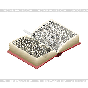 Open book . opened Old volume - vector clipart