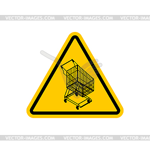 Attention shopping cart. Dangers of yellow road - royalty-free vector clipart