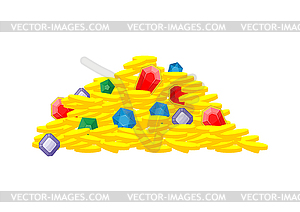 Hidden treasures . Wealth and gold coins. Precious - color vector clipart